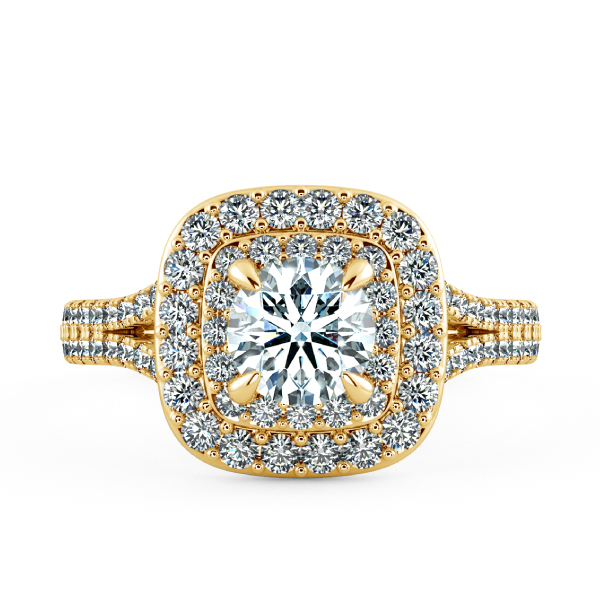 Double Halo Cushion Engagement Ring with Eternity Band NCH2302 2